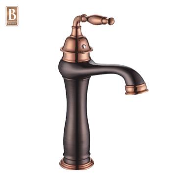 China High Quality Old Fashioned Rose Gold Thermostatic Faucets Single Lever Oil Mill Bronze Bathroom Faucet Basin Faucet for sale