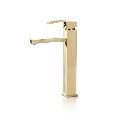 China Modern Brushed Bathroom Water Faucet Gold Basin Sink Mixer Tap for sale