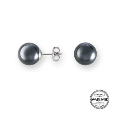 China CLASSIC PEARL - 925 Sterling Silver Earrings with Crystal Pearls in Black for sale