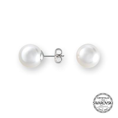 China CLASSIC PEARL - 925 Sterling Silver Earrings with Crystal Pearls - white for sale