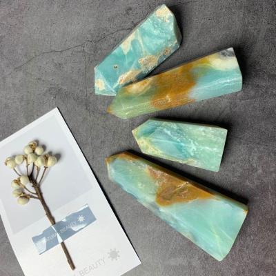 China Wholesale Natural Polished Point Blue Europe Onyx Crystal Stone Carving Wand Healing Crystal Point for sale