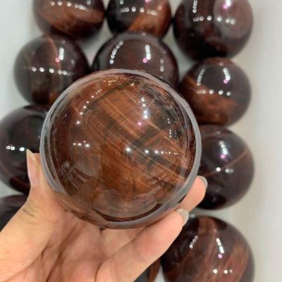 China Europe Natural Tiger Eye Crystal Red Ball Polished Fengshui Sphere Chakra Healing Decoration Home Gifts for sale