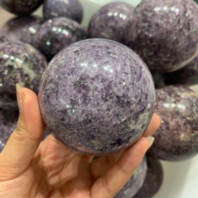 China Europe Natural Crystal Purple Lepidonite Ball Chakra Feng Shui Quartz Healing Stone Gifts for sale