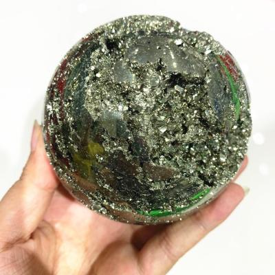 China Europe Wholesale Natural Crystal Pyrite Ball Sphere Chakra Feng Shui Quartz Healing Stone Gifts for sale