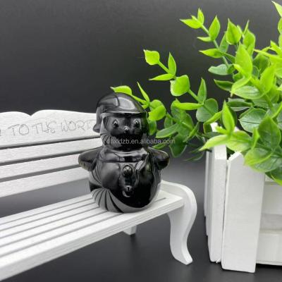 China Europe Folk Small Obsidian Snowman Natural Crystal Carving Crafts Healing Cheap Gifts For Home Decoration for sale