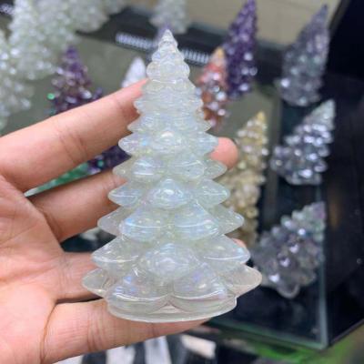 China Europe Amethyst Resin Natural Crystal Christmas Tree Carving Festival Black Gifts Healing Folk Crafts Stone Trophy for sale