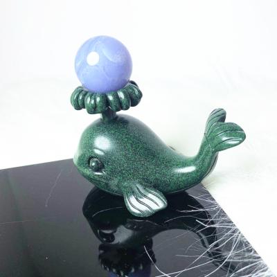 China Cheap Wholesale Animal Base Dolphin Green Pedestal Resin Ball Europe Crystals Gifts for sale