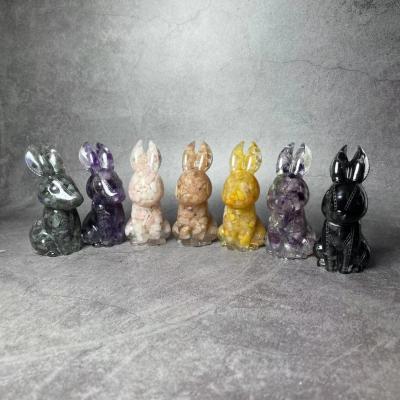 China Natural Rabbit Crystal Chips Crown Amethyst Europe Resin Animal Fengshui Healing Wedding Souvenirs For Guests for sale