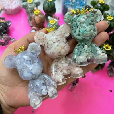 China Natural Europe Resin Lace Agate Crystal Blue Bear Chips Animal Cheap Wedding Souvenirs For Guests for sale