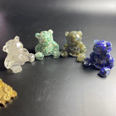 China Europe flea polyhedron natural crystal resin backs healing animal cheap gift fengshui folk crafts stone for guests for sale