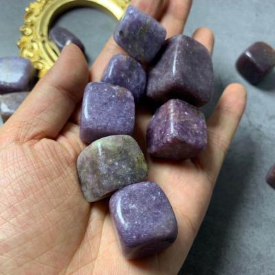 China Europe natural crystal polished purple lepidolite cube tumbles chakra quartz stone healing decoration gifts for sale