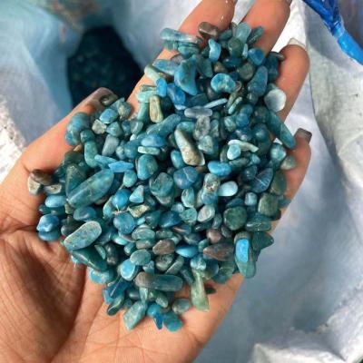 China Europe wholesale natural blue apatite chips tumble crystal fengshui healing folk crafts DIY reiki stone stone for sale