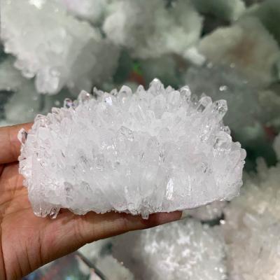 China Natural Rock Crystal Clear Europe Quartz Group Specimen Stone Chakra Quartz Stone Healing Decoration Gifts for sale