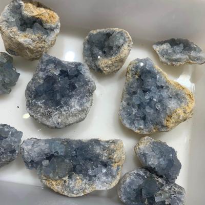 China Wholesale Natural Group Crystal Slice Europe Celestite Specimen Gray Quartz Healing Folk Crafts for sale