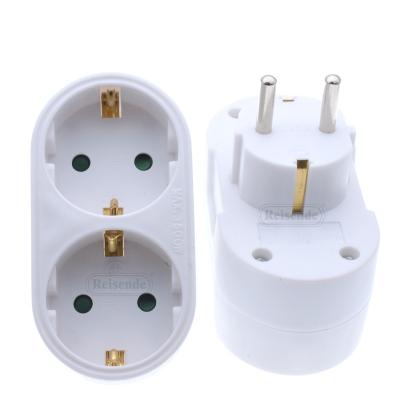 China Germany Residential / General Purpose Extension Power Socket With German Plug Type Schuko 1 To 2 Way Plug Connector for sale