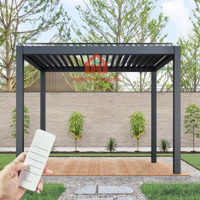 China Easily Assembled Electric Opening Canopy Roof Pergolas Garden Aluminum Pergola Kits With Waterproof Led Pergola for sale