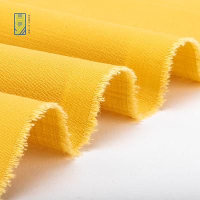 China Hot Selling Plain Dyed Linen Type Breathable Factory Stretch Slubed Fabric 98%cotton 2%spandex Pants Fabric 21x21 for sale