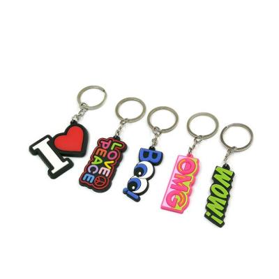 China Collection Wholesale OEM Letters Logo Metal Ring Angel Custom Embossed PVC Floating Key Chains For Bags for sale