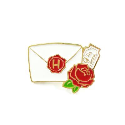 China Gens Art Custom Rose Enamel Pin with custom paper card metal lapel pins for clothes bride lapel pin for sale