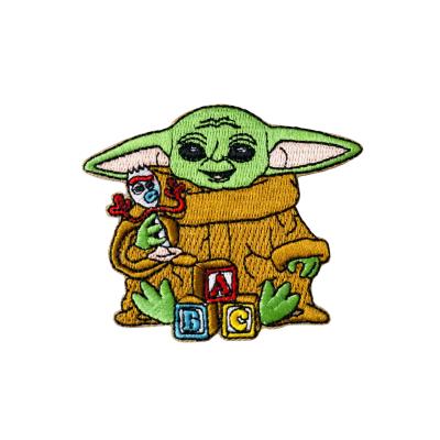 China Custom Iron On Patches Factory Baby Yoda Patch Mandalorian Child Chibi Embroidered Iron On Applique forJackets Backpacks for sale