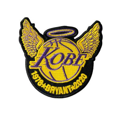 China Custom Embroidered Patches Men's #24 Kobe Bryant Basketball Iron On Embroidery Patch For Tank Tops / Uniforms for sale