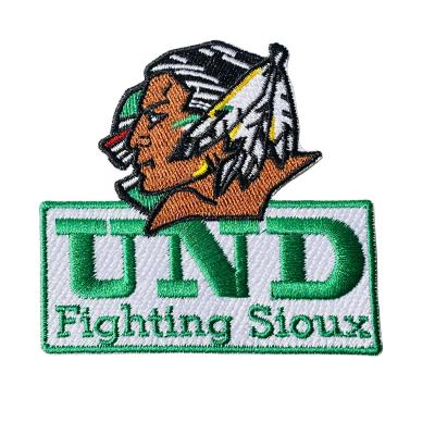 China Iron On Patches American Football Nfl Sports Embroidered North Dakota Sioux Fight Team Logo Patch Und University Embroidered Iron On Patch for sale