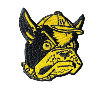 China Iron On Patches Custom Logo Embroidery Maker Wofford University Terriers Vintage Embroidered Iron On Patch For Hat for sale