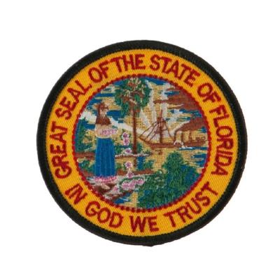 China Florida State's Greatest Embroidered Iron On Patches Patches Custom Embroidered Patch Iron On Patch With Merrow Border Customized Logo for sale