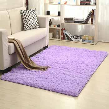 China Fashion Corrosion Resistant Decorative Blankets Living Room Fluffy Purple Color PV Carpets for sale