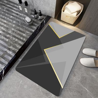 China 2022 New Product Washable Moisture Absorbing Marble Stone Texture Bathroom Water-absorbing Mat for sale