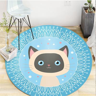 China Anti Slip Drop Shipping 3d Printed Washable Anti Slip Kids Room Round Blanket And Mat for sale