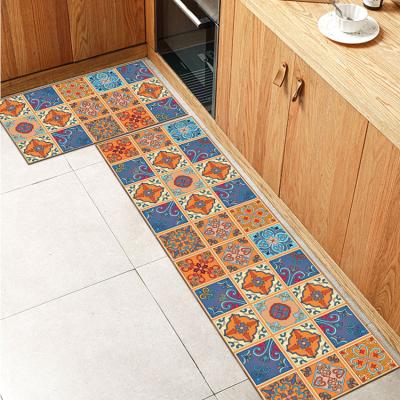 China 2021 Washable Hot Selling Waterproof Custom Printed Indoor PVC Kitchen Blanket Floor Mat Kitchen Mat for sale