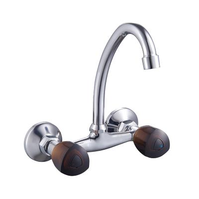 China Electric Modern Deck Mounted Faucet Taps Double Lever Chrome Kitchen Sink Mixer Taps 2 Hole Faucet for sale