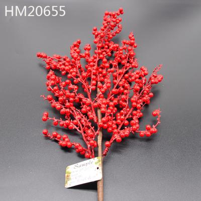 China Wholesale Christmas Decorative Red Fruit Ball Chirstmas Decor Christmas Holly Leaf Artificial Flower for sale