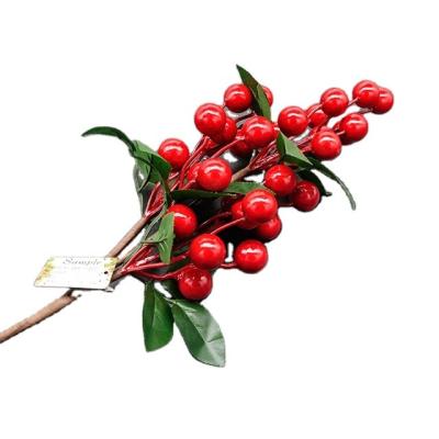 China Eco-friendly artificial flower decor fruit crabapple holly christmas ball plastic berries for sale