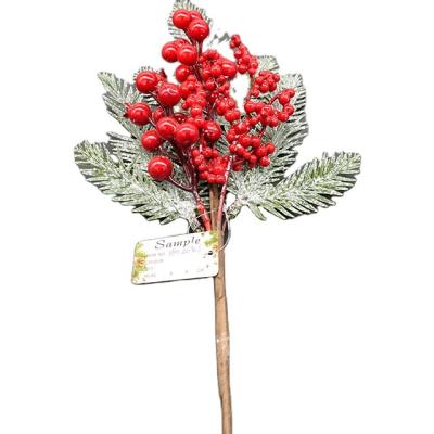 China Wholesale Natural Artificial Decorative Colored Holly Flower Red Touch Fruit Fruit Christmas Tree Ornament for sale