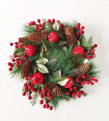 China Eco-Friendly Artificial Flower Wholesale Eco-Friendly Natural Wreath Christmas Materials Christmas Red Fruit Wreath for sale