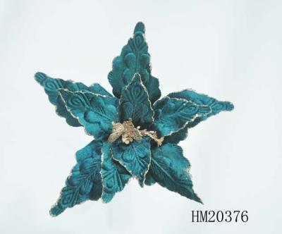 China Christmas Decorations Wholesale High Quality Velvet Green Poinsettia Artificial Christmas Flower Decoration for sale