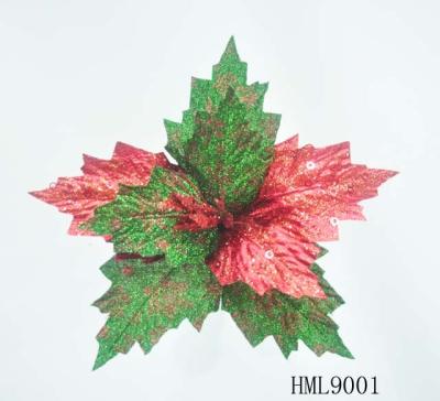 China Christmas Decorations Velvet Poinsettia Flowers Red And Green Christmas Flower Wholesale for sale