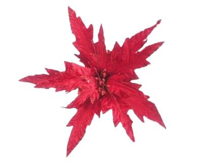 China Wholesale Red Chirstmas Decor Holiday Poinsettia Flower Pick Christmas Flower Decoration for sale