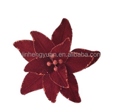 China High Quality Eco-friendly Artificial Spring Flower Christmas Velvet Flower Silk Poinsettia Flower Supplier for sale