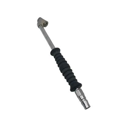 China Eco-friendly Wholesale High Quality Dual Head Tire Air Chuck With Black Rubber Long Handle Grip Inflator for sale