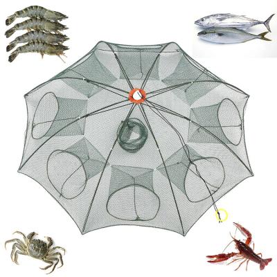 China Multifilament Bait Trap Foldable Fish Trap Cast Net Dip Cage Folding Easy Use Hexagon 6 8 12 Hole Fishing Accessories for sale