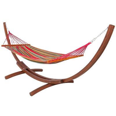 China Modern 10 Ft Curved Indoor Wooden Hammock Stand Outdoor Pine Arch Hammock Stand For Garden for sale