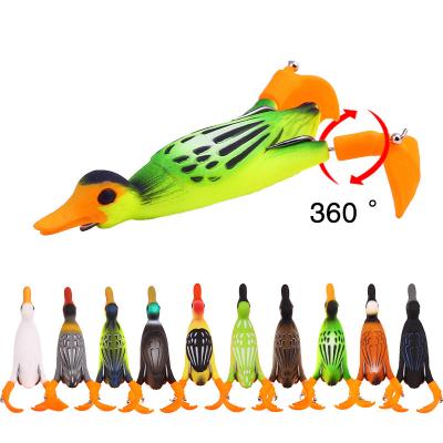 China One-stop Service 9.5cm11.2g Double Propeller Fin Duck Fishing Lure Ducking Fishing Frog Lure Artificial Minnow Bait Wobblers Soft Tackle for sale