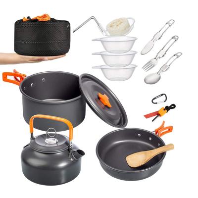 China Outdoor Camping Hiking Traveling Portable Multi-Person Hiking Non-Stick Outdoor Camping Cookware Set Travel Stove Pot Combination Backpacking for sale