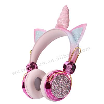 China Headband Unicorn Cute Cat Ear Headphone Wireless Earphone Gift Wireless Headset For Kids Cat Ears Headphones for sale