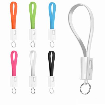 China Cell Phone Key Chain Portable Micro USB Charging Cable for Mobile Phone, 2 in 1 USB Data Cord Fast Charging Cables for Iphone and Android for sale