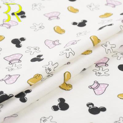 China 2021 New Design 40S Cartoon Single Tank Top Cotton Anti-static Spandex Knitted Fabric Wholesale For Baby Clothing for sale