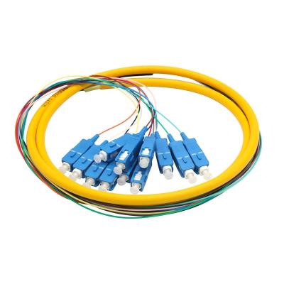 China Fiber Optic Pigtail 8 Way 5m SC ​​UPC APC Single Mode Outdoor Simplex Fiber Optic Pigtail QYPTSC-005 for sale